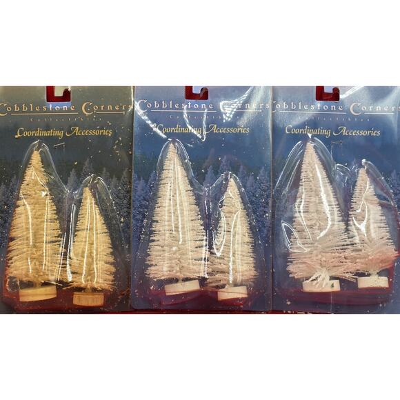 6 Cobblestone Corners Coordinating Accessories Pure White Snow Christmas Trees - Picture 1 of 3